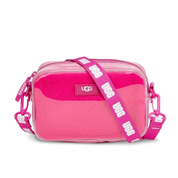 UGG Handbags - UGG Janey II sheepskin clear crossbody belt bag rock rose bright pink